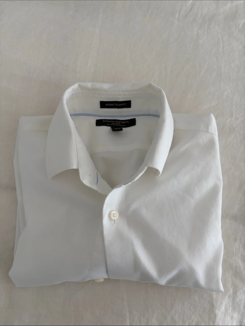 Banana Republic White Men's Dress Shirt - Spread Collar